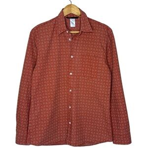 Marc Jacob’s Men’s Printed Poplin Shirt in Rust Size L